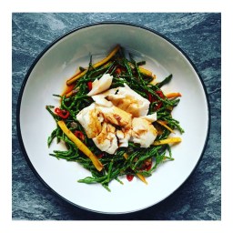 LIME SOY COD WITH HONEY SPICED SAMPHIRE