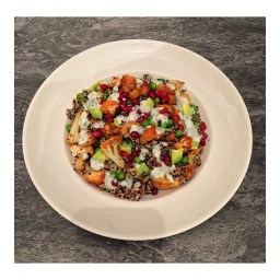CHARRED CAULIFLOWER, AVOCADO & POMEGRANATE QUINOA