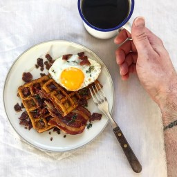 SQUAFFLES WITH BAKED MAPLE BACON