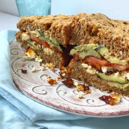 TOMATO, COURGETTE & BAKED FETA SANDWICH WITH MISO MAYO