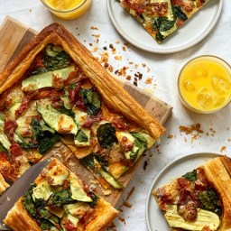 HARISSA COURGETTE, PROSCIUTTO & MOZZARELLA TART