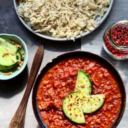 BEETROOT & COCONUT DAL WITH QUICK CUCUMBER PICKLES