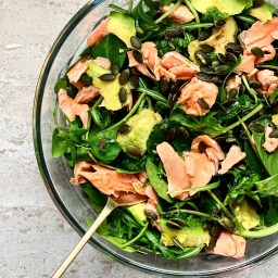 SALMON, AVOCADO & PUMPKIN SEED SALAD